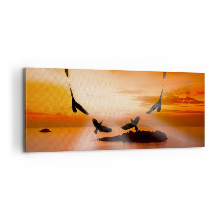 Wandbilder Dekoration Wohnzimmer Natur Landschaft Insel Meer Panorama Bilder auf Leinwand 120x50cm L