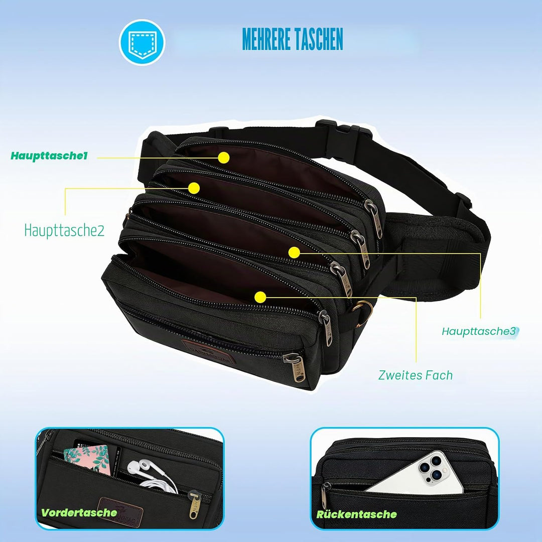 Bauchtasche Grosse Kapazität für Herren Damen, SUNSEATON Gürteltasche,Multifunktionale Sport Hüfttas