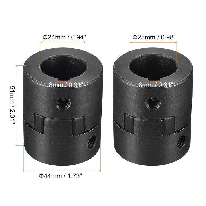sourcing map Flexible Kupplungswelle 24 mm bis 25 mm 51 mm x 44 mm Motorkupplungsgelenk
