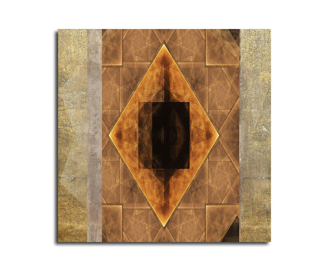 Paul Sinus Art Kunstdruck Abstrakt423_60x60cm Antikes Design Leinwandbild braun XXL fertig auf Keilr