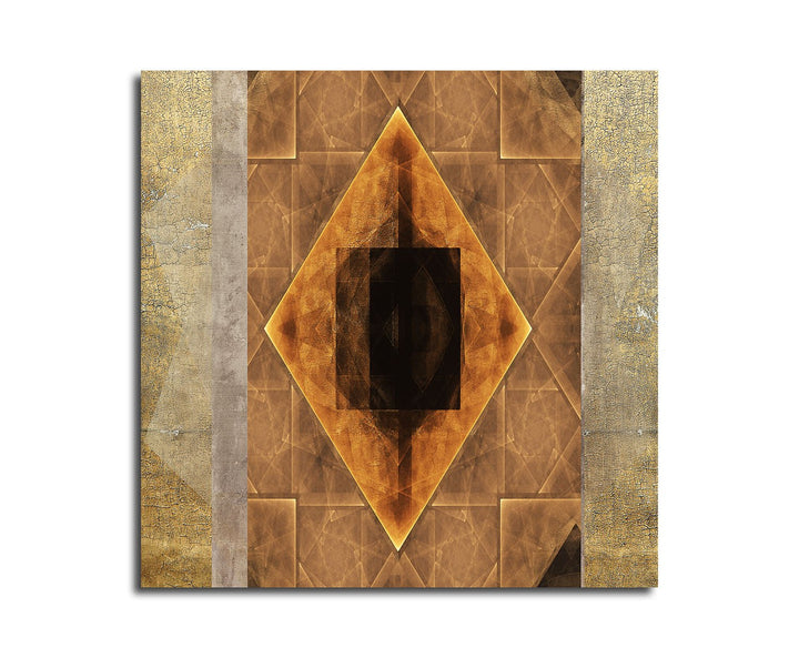 Paul Sinus Art Kunstdruck Abstrakt423_60x60cm Antikes Design Leinwandbild braun XXL fertig auf Keilr