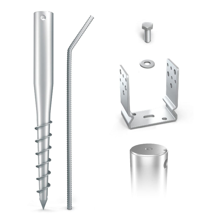 Maxerio 60 cm U-Set 3er Schraubfundamente inkl. 121 mm Pfostenträger; Ø 60 x 2; M12 12cm 3er U-Set,