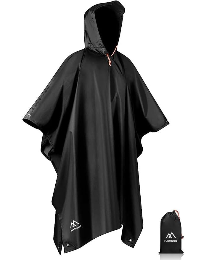 flintronic Wasserdichter Regenponcho, Leichter regenschutz Regencape, 3 in 1 wiederverwendbarer Rege