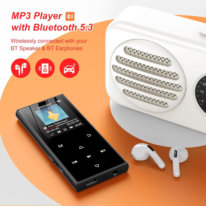 SWOFY 128GB MP3-Player mit Bluetooth 5.3 und einem 1.8-Zoll-Touchscreen, HiFi-Musik, Kinder-MP3-Play