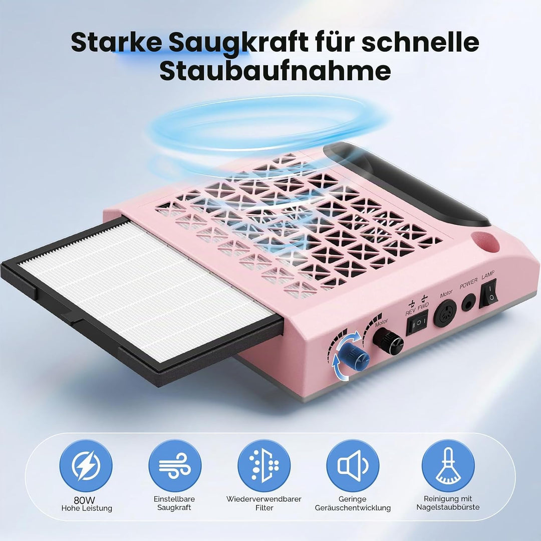 4 in 1 elektrische Nagelbohrer, 30000 U / min professioneller Nagelstaubkollektor 80W leistungsstark