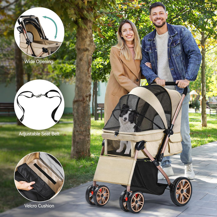 YITAHOME Hundebuggy Hundewagen klappbar für Hunde & Katzen, Haustierbuggy bis 22 kg mit umkehrbarem
