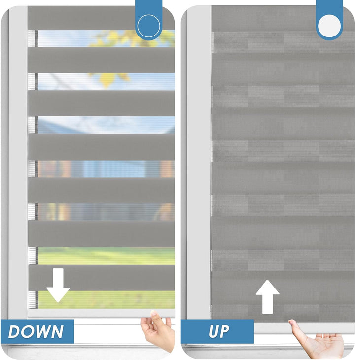 SBARTAR Doppelrollo schnurlos Klemmfix Rollos für Fenster ohne Bohren & zum Bohren, Hellgrau 75x120c