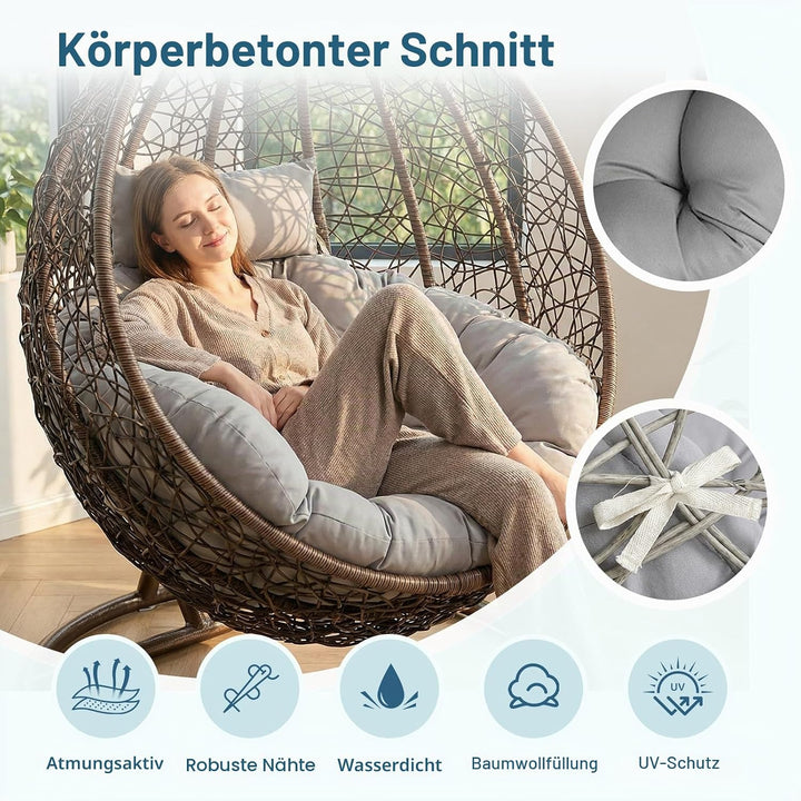 Hängesessel Kissen Sitzkissen Outdoor Polster für Polyrattan/Rattan | Ersatzkissen für Hängesessel S