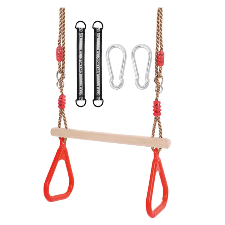 Morwealth Multifunktions Kinderholz Trapeze Schaukel mit Kunststoffringen Turnringe Ringe zum Aufhän