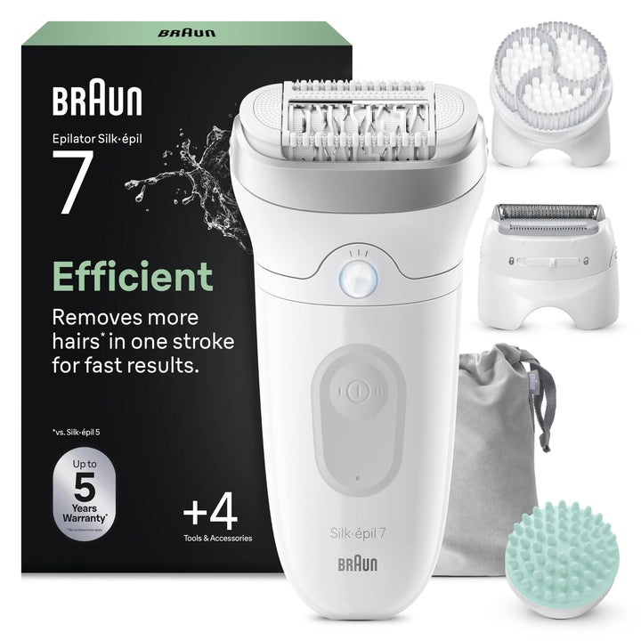Braun Silk-épil 7, Epilierer Damen / Haarentferner für langanhaltende Haarentfernung, seidig-glatte