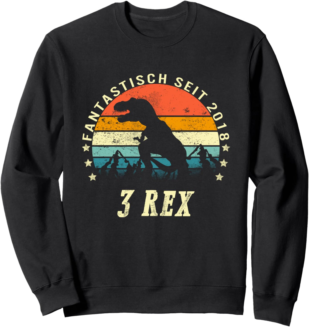 Fantastisch Seit 2018 3 Rex 3 Jahre Dino Geburtstag Kinder Sweatshirt