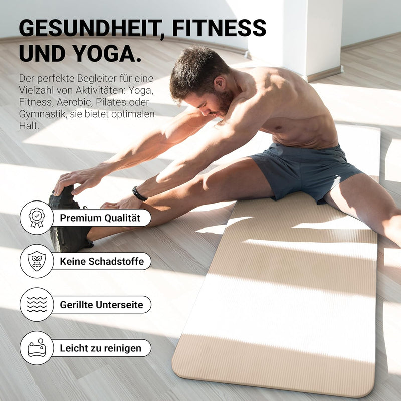 MSPORTS Gymnastikmatte | Yogamatte Premium rutschfest inkl. Tragegurt + Übungsposter + Workout App I