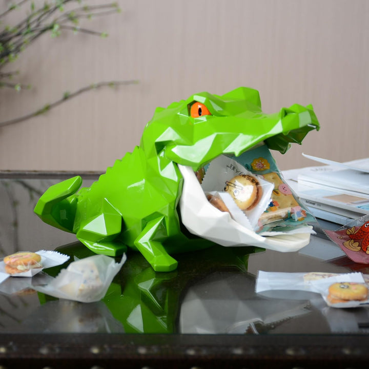 HAUCOZE Verschliessbare Keksdose Vorratsdose Krokodil Skulptur Figur Moderne Wohn Deko Tier Statue G