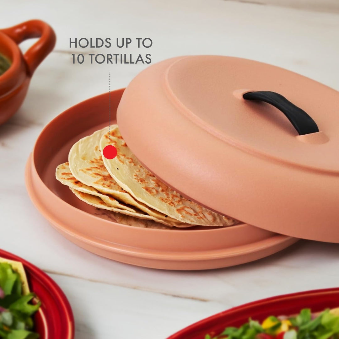 Dexas Strapazierfähiger mikrowellengeeigneter Tortilla-Wärmer XL, 24,1 cm, Terra-Cota-Farbe, perfekt