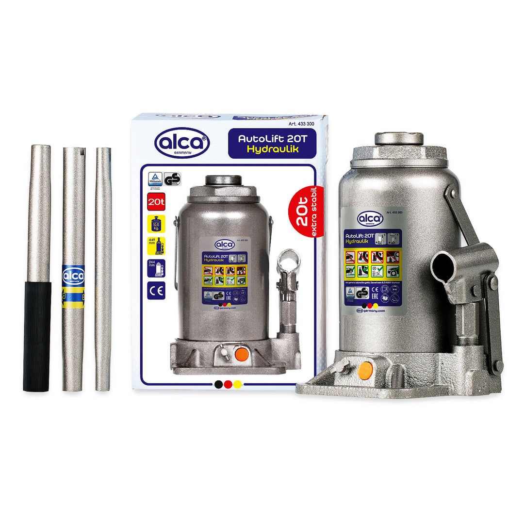 alca® Wagenheber Unterstellheber hydraulischer 20t Stempel-Wagenheber für LKW/PKW Hubhöhe 24,4-44,9c