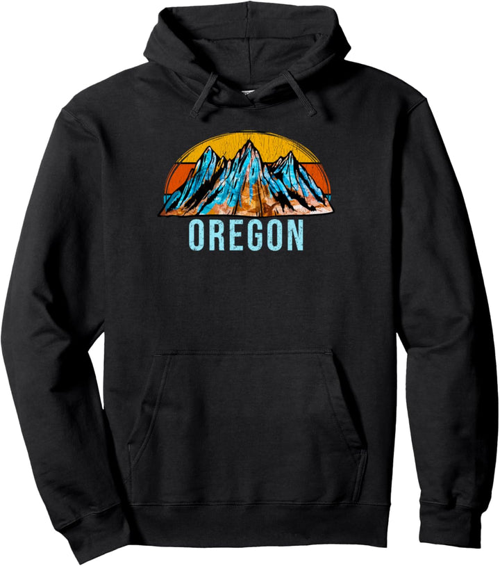 Vintage Oregon | Retro Mountains Distressed Pullover Hoodie