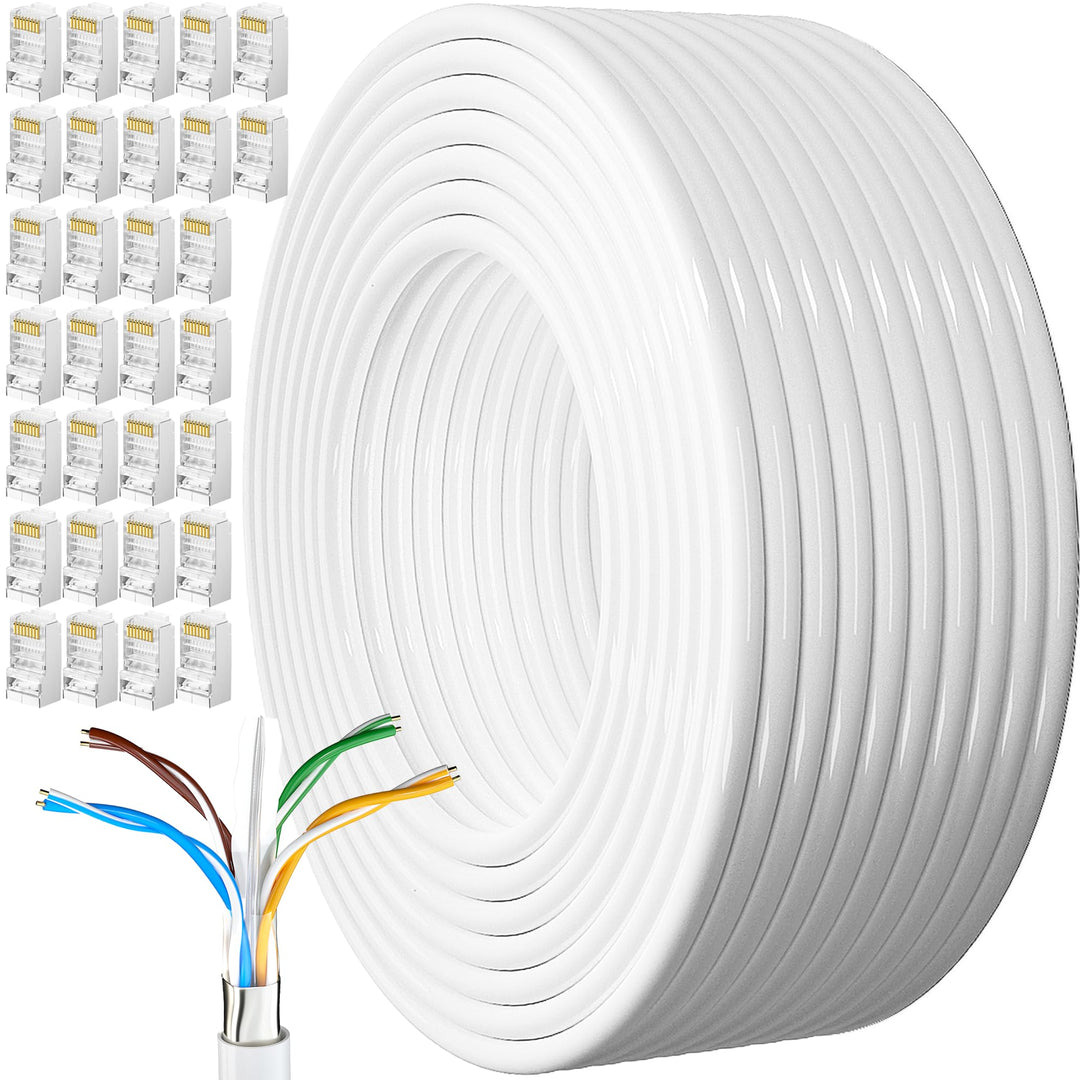 Netzwerkkabel 150m Outdoor, Lan Kabel Cat 6 150 Meter Verlegekabel Weiss Lange Aussenbereich Install
