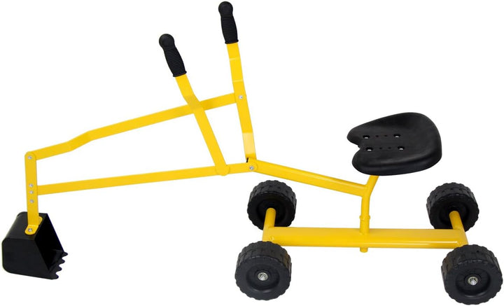 COSTWAY Sitzbagger 360° drehbar, Bagger zum Draufsitzen Metall mit Schaufel & Rädern, Bagger Sandkas