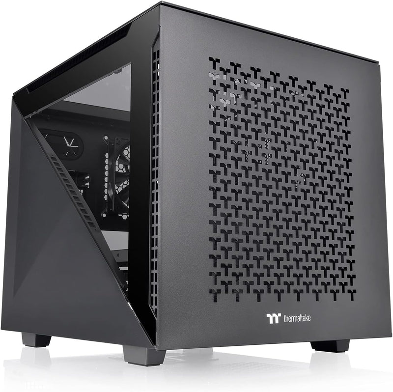 Thermaltake Divider 200 TG Air Black | Micro-ATX-PC-Gehäuse | 2 x gehärtetes 3mm Glasseitenteil | Me