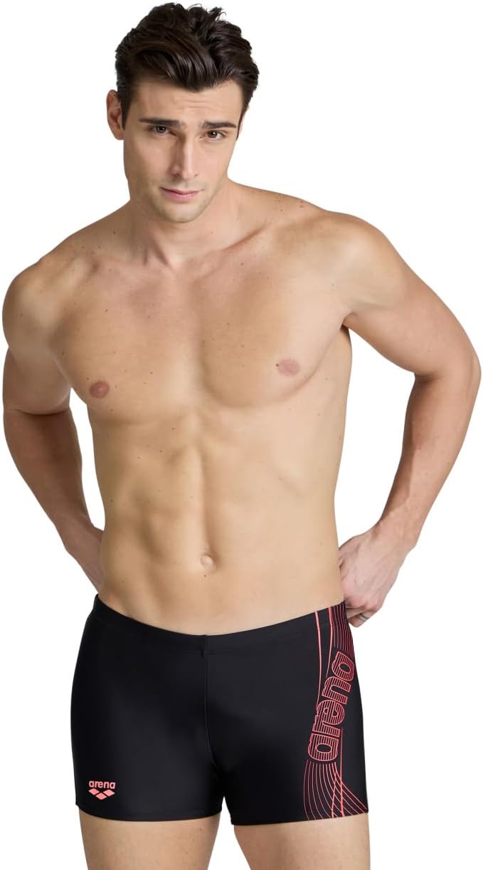 ARENA Herren Men's Dreamy Swim Short Swim Trunks (1er Pack) 44 Black-fluo Red, 44 Black-fluo Red
