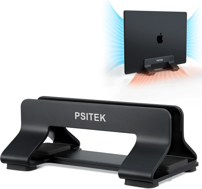 Psitek Aluminium Vertikaler Laptop Ständer Halter Dock, aufrechter Speicher, Einstellbare Slot Breit