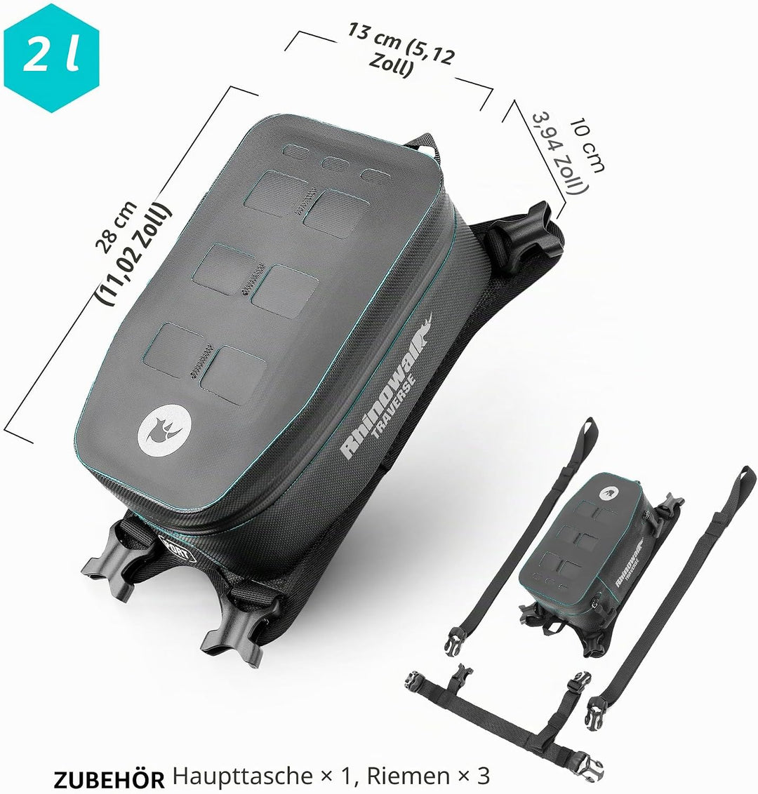 Rhinowalk Motorrad Tankrucksack Wasserdicht Hartschale Erweiterbar 2L Sitz Aufbewahrungstasche Tasch