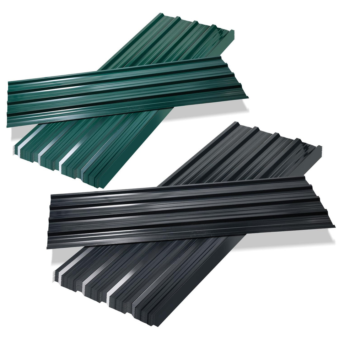 129cm x 46cm Trapezblech 12 Stück, Verzinkte Stahldachplatten 0,25 mm Stärke Wellblechplatten für Da