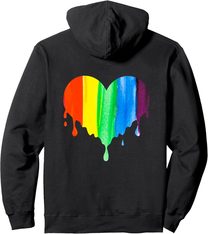 Backprint Regenbogen Herz LGBTQ Pullover Hoodie