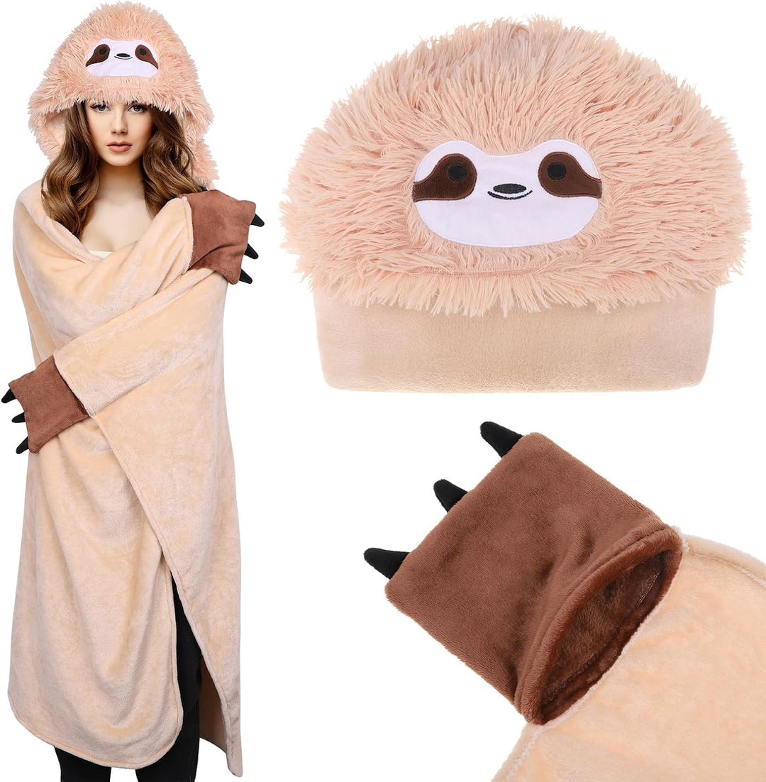 Kssvzz Faultier Kuscheldecke mit Ärmeln und Kapuze, Faultier Geschenk für Frauen, Weihnachtsgeschenk