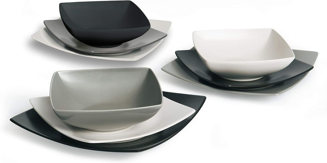Brunch Time Geschirr 18 tlg. Set Eclipse Grau,schwarz,weiss Singles, Grau,schwarz,weiss Singles