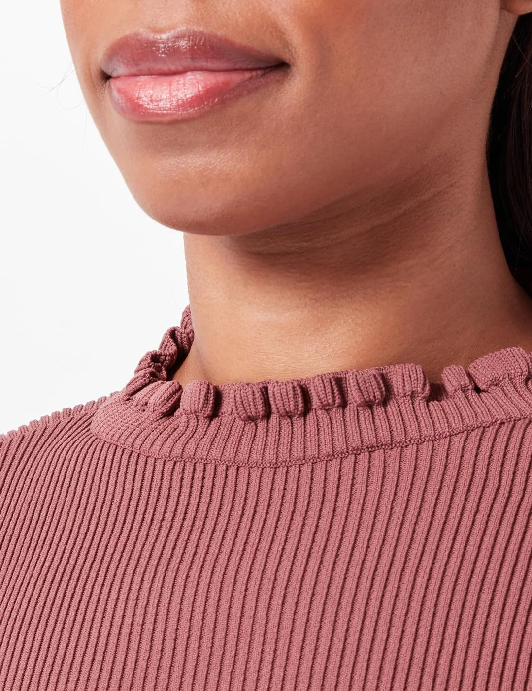 ONLY Female Strickpullover Gerüschter Oberteil mit Langen Ärmeln S Rose Brown, S Rose Brown
