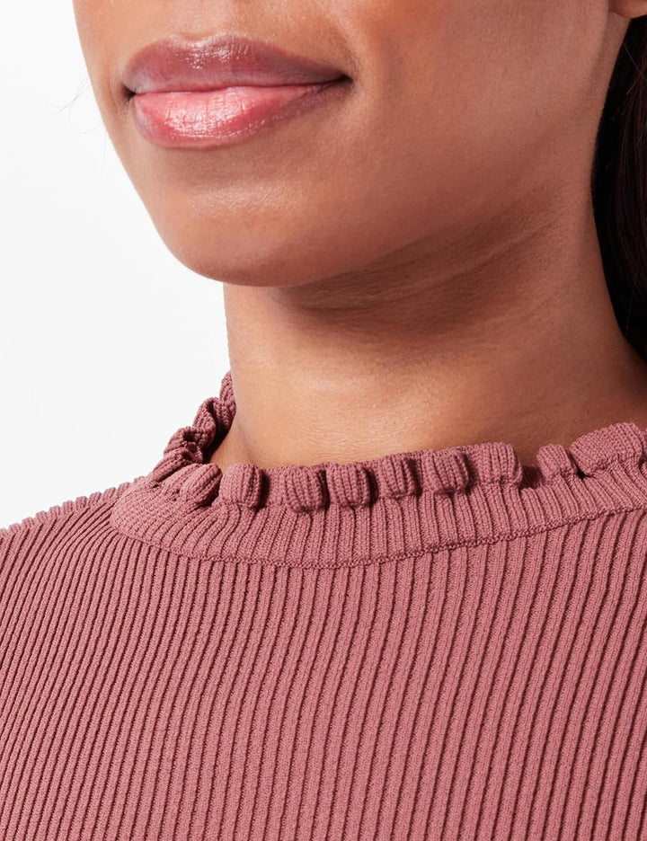 ONLY Female Strickpullover Gerüschter Oberteil mit Langen Ärmeln S Rose Brown, S Rose Brown