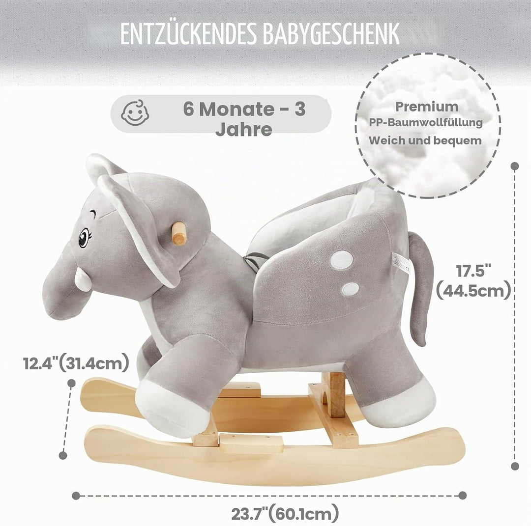 FUNLIO Elefanten Baby Schaukelpferd für Kleinkinder von 6 Monaten bis 3 Jahren, Niedlicher &amp; Mächtig