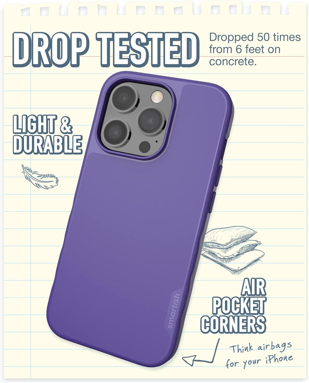 Smartish iPhone 14 Pro Slim Case – Gripmunk kompatibel mit MagSafe [Leicht + Schutz] Dünne Griffabde