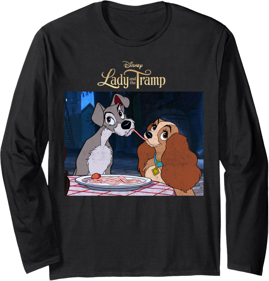 Disney Lady And The Tramp Spaghetti Distressed Portrait Langarmshirt