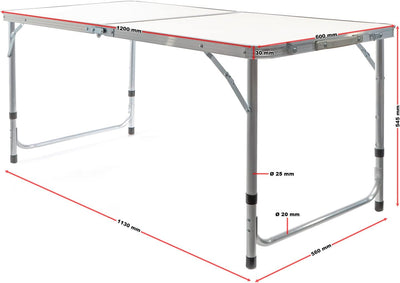 Toboli Campingtisch klappbar 120x60x70cm höhenverstellbar 54/61/70cm Klapptisch Aluminiumrahmen und