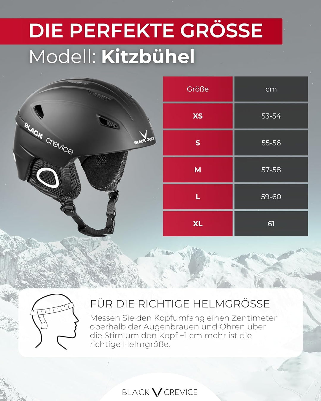 Black Crevice Skihelm Kitzbühel I Ski-Helm in sportlichem Design I Skihelm Herren & Damen I Skihelm