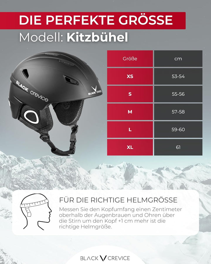 Black Crevice Skihelm Kitzbühel I Ski-Helm in sportlichem Design I Skihelm Herren & Damen I Skihelm