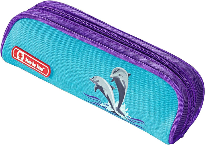 Step by Step Schulranzen-Set Touch 2 „Happy Dolphins“ 4-teilig, lila-blau, Traktoren-Design, ergonom