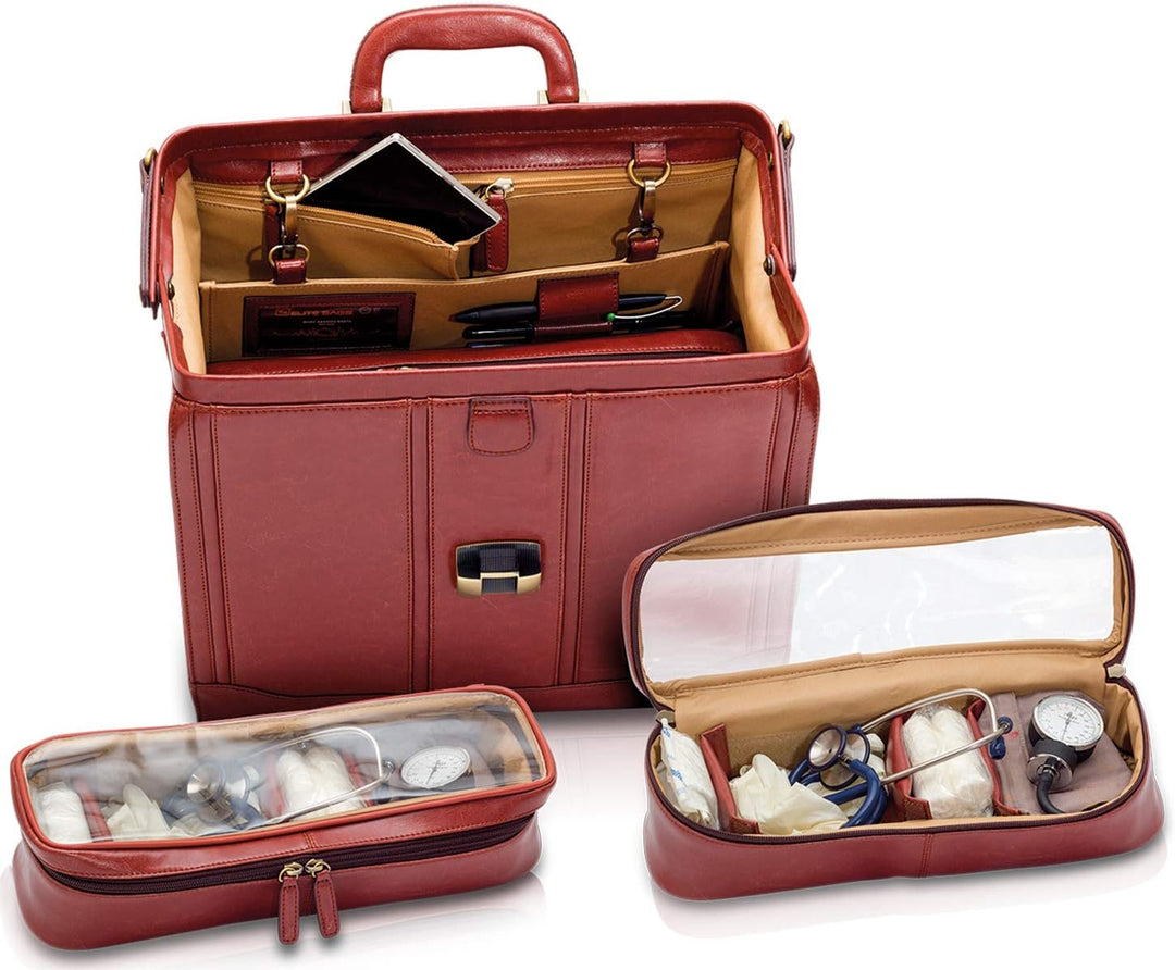 ELITE BAGS - DOC'S deluxe Arzttasche | braun | Leder | traditionelle Design | gutes Platzangebot | h