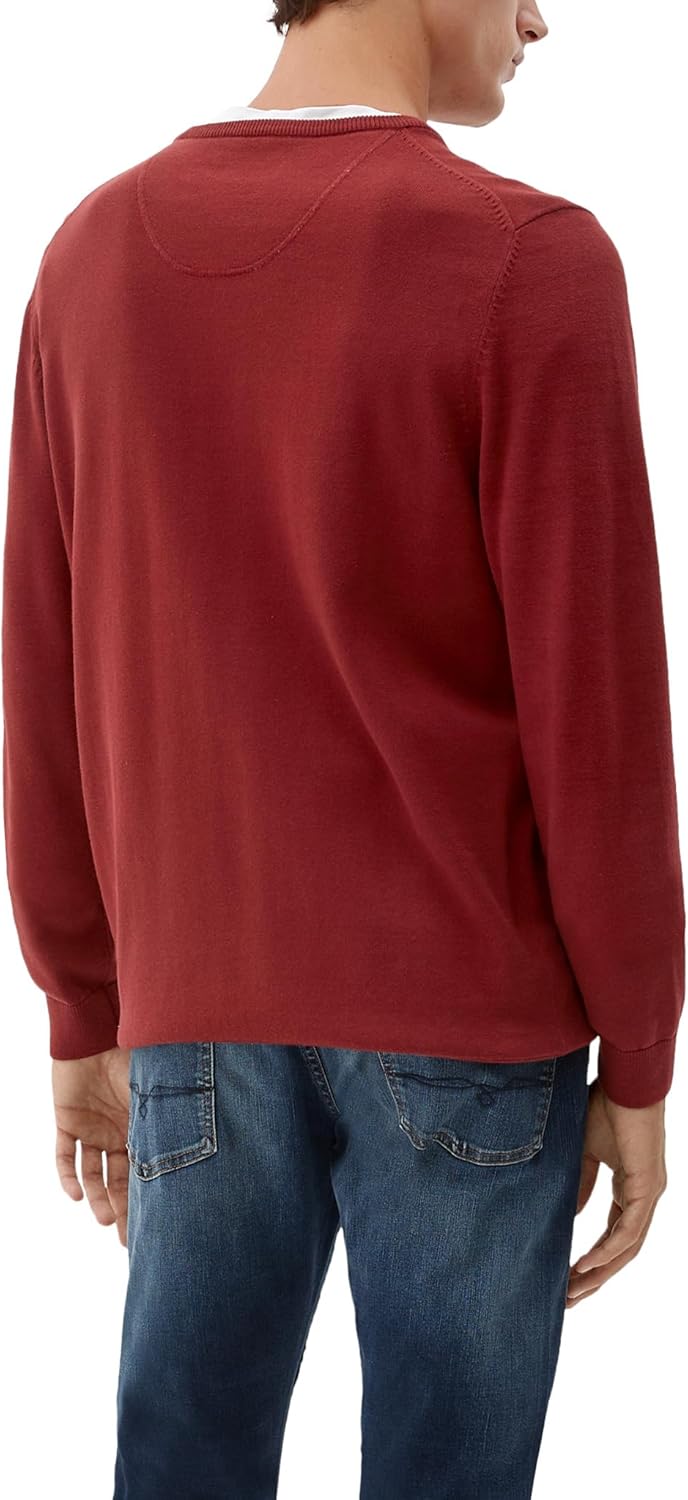 s.Oliver Herren 2152193 Pullover mit Logo-Stitching M 3877 Rot, M 3877 Rot