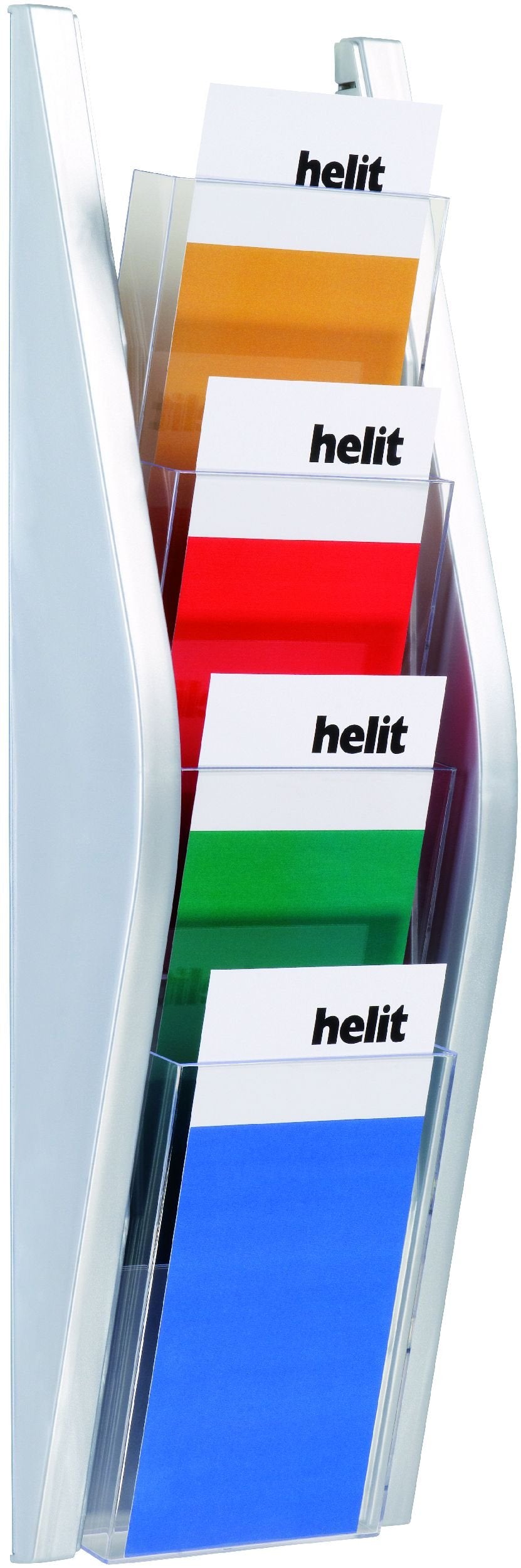 Helit H6270300 - Wandbogendisplay „the arc“ 4 x 1/3 DIN A4 hoch, silber, Silber