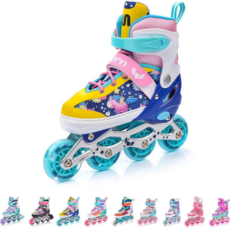 meteor® Inlineskates 4in1 Kinder Inliner Rollschuhe Roller Blades Quad Skates Carbon Kinder Inlinesk