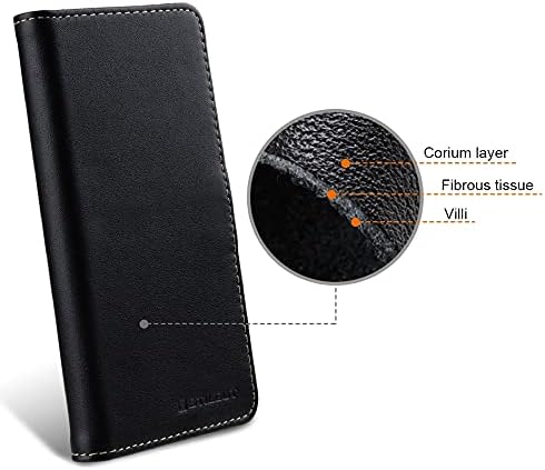 STILGUT Talis kompatibel mit Samsung Galaxy S21 5G Hülle mit Kartenfach aus Leder, Flip Cover, Walle