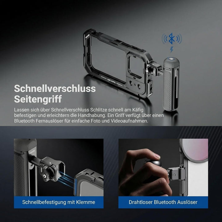 NEEWER 17 Pro Käfig Cage Video Rig Handy Stabilisator Set kompatibel mit iPhone 17 Pro mit 67mm Filt