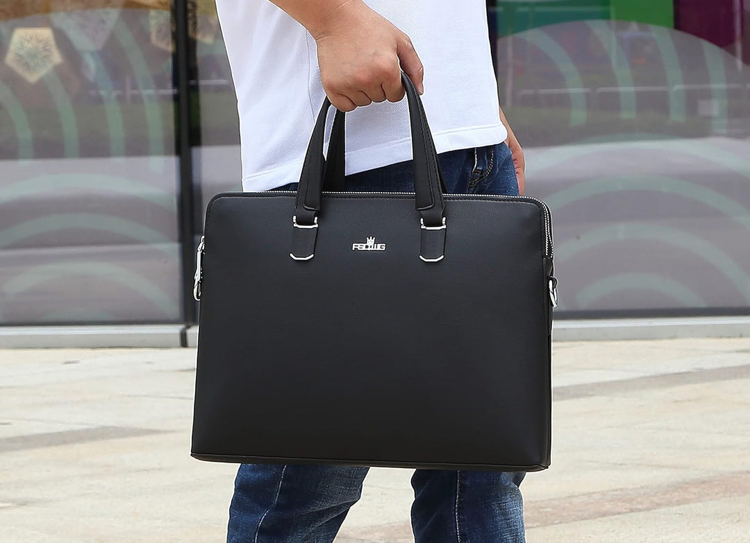 FSD.WG Herren Business Tasche,Wasserdichte Leder Aktentasche,Schulter Laptop Business Tasche für Bus