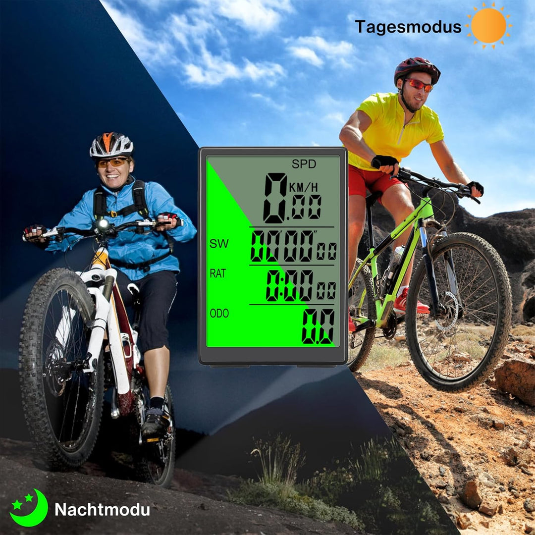 Fahrradcomputer Kabellos 31 Funktionen Fahrrad Tacho, 3 Zoll grossem Bildschirm wasserdichte Fahrrad