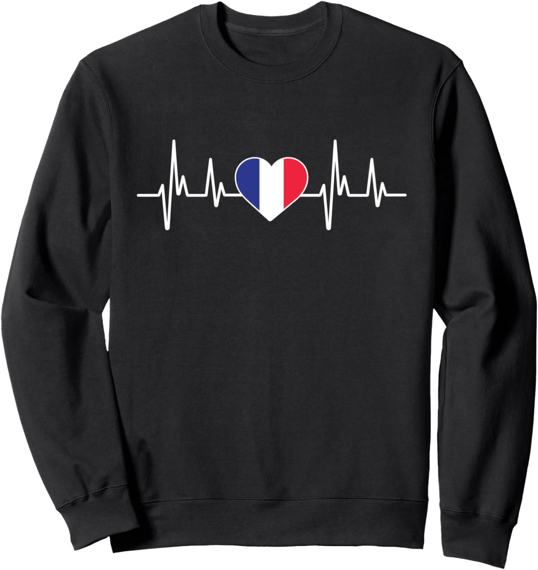 Frankreich Herzschlag - Französische Flagge Sweatshirt