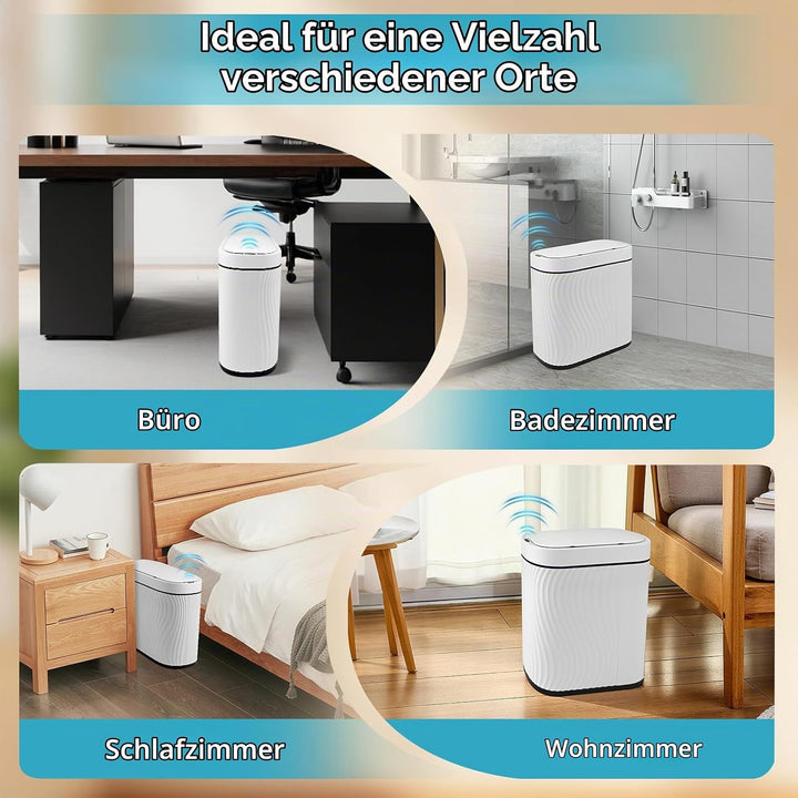Badezimmer Mülleimer mit Deckel 8L Sensor Mülleimer, Wasserdichter Mülleimer Smart Mülleimer mit Sof