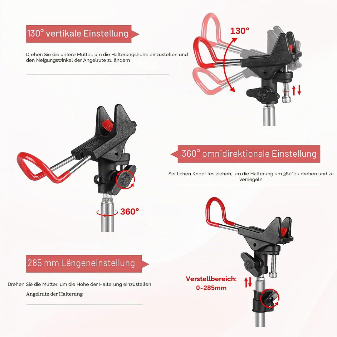 EXLECO 2pcs Rutenhalter Angel, 360° Verstellbar Angelrutenhalter Edelstahl mit Dreifach-Erdspitzen F
